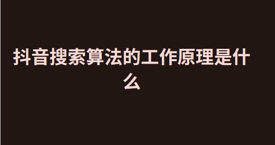 抖音搜索算法的工作原理是什么