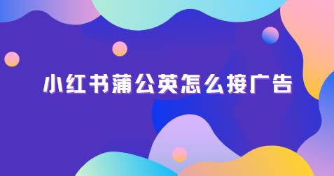 小红书蒲公英怎么接广告