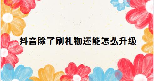 抖音除了刷礼物还能怎么升级