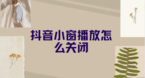 抖音小窗播放怎么关闭