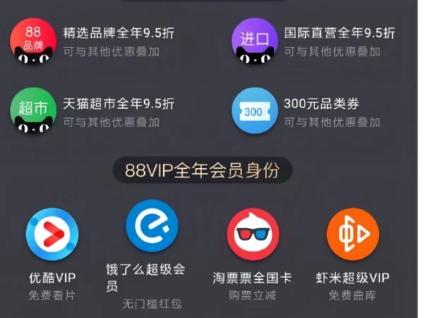 淘宝88会员有哪些权益